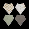 Cotton Muslin + Fleece Bandana Bib 4 Pack - Adobe Checker