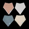 Cotton Muslin + Fleece Bandana Bib 4 Pack - Mauve Stripe