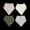 Cotton Muslin + Fleece Bandana Bib 4 Pack - Pressed Petals