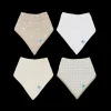 Cotton Muslin + Fleece Bandana Bib 4 Pack - Taupe Cross