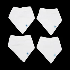 Cotton Muslin + Fleece Bandana Bib 4 Pack - White