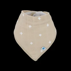 Cotton Muslin + Fleece Bandana Bib 4 Pack - Taupe Cross