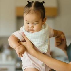 Cotton Muslin + Fleece Bandana Bib 4 Pack - Taupe Cross
