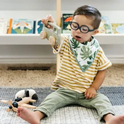 Cotton Muslin + Fleece Bandana Bib 4 Pack - Dino Friends