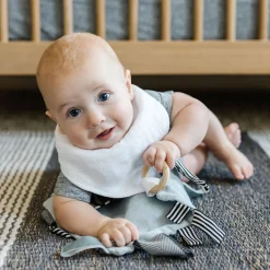 Cotton Muslin + Fleece Bandana Bib 4 Pack - Taupe Cross