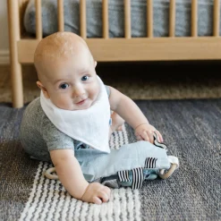 Cotton Muslin + Fleece Bandana Bib 4 Pack - White