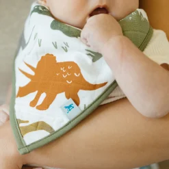 Cotton Muslin + Fleece Bandana Bib 4 Pack - Dino Friends