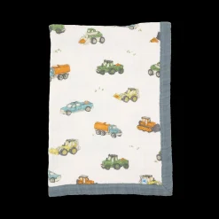 Cotton Muslin Baby Quilt - Work Trucks