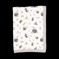 Cotton Muslin Baby Quilt - Cats and Cauldrons