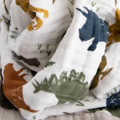 Cotton Muslin Baby Quilt - Dino Friends