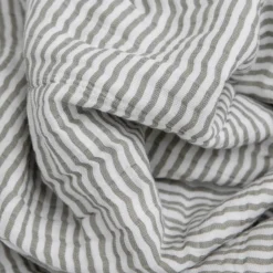 Cotton Muslin Baby Quilt - Grey Stripe