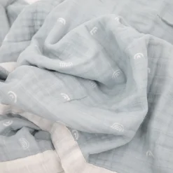Cotton Muslin Baby Quilt - Blue Rainbow
