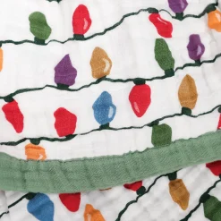 Cotton Muslin Baby Quilt - Christmas Bulbs