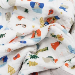 Cotton Muslin Baby Quilt - Christmas Time