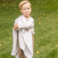 Cotton Muslin Baby Quilt - Tan Gingham