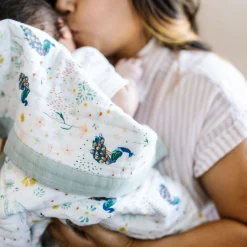 Cotton Muslin Baby Quilt - Peacock