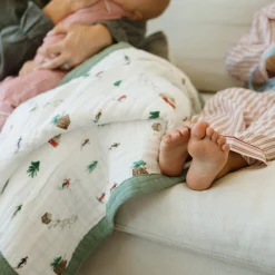 Cotton Muslin Baby Quilt - Powder Party