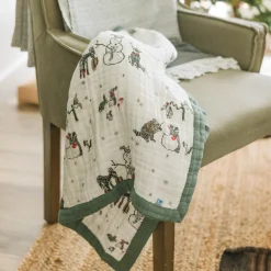 Cotton Muslin Baby Quilt - Snow Day