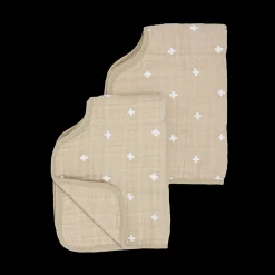 Cotton Muslin Burp Cloth 2 Pack - Taupe Cross