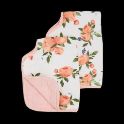 Cotton Muslin Burp Cloth 2 Pack - Watercolor Roses 2