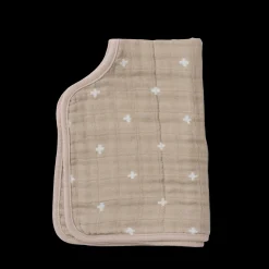 Cotton Muslin Burp Cloth - Taupe Cross