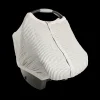 Cotton Muslin Car Seat Canopy - Grey Stripe