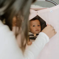 Cotton Muslin Car Seat Canopy - Light Pink