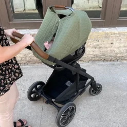 Cotton Muslin Car Seat Canopy - Fern