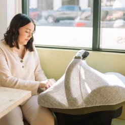 Cotton Muslin Car Seat Canopy - Green Seed