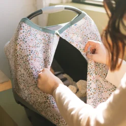 Cotton Muslin Car Seat Canopy - Pressed Petals