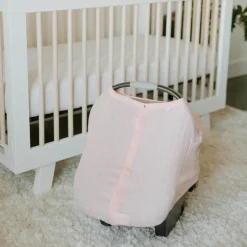 Cotton Muslin Car Seat Canopy - Light Pink