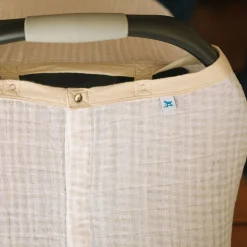 Cotton Muslin Car Seat Canopy - Tan Gingham