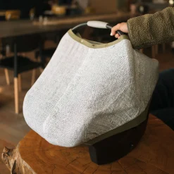 Cotton Muslin Car Seat Canopy - Green Seed