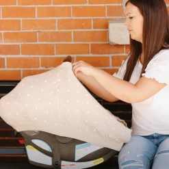 Cotton Muslin Car Seat Canopy - Watercolor Roses