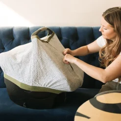 Cotton Muslin Car Seat Canopy - Green Seed