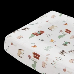 Cotton Muslin Changing Pad Cover - Farmyard