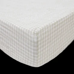 Cotton Muslin Changing Pad Cover - Tan Gingham