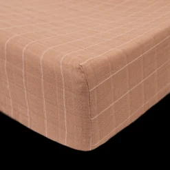 Cotton Muslin Changing Pad Cover - Mauve Stripe