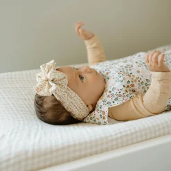 Cotton Muslin Changing Pad Cover - Tan Gingham