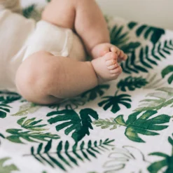 Cotton Muslin Changing Pad Cover - Tropical Leaf
