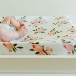 Cotton Muslin Changing Pad Cover - Watercolor Roses