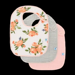 Cotton Muslin Classic Bib 3 Pack - Watercolor Roses