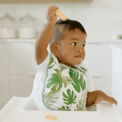 Cotton Muslin Classic Bib 3 Pack - Tropical Leaf
