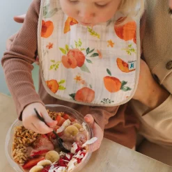 Cotton Muslin Classic Bib 3 Pack - Georgia Peach