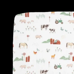 Cotton Muslin Crib Sheet - Farmyard