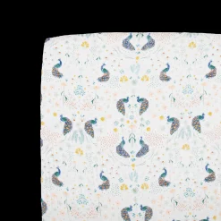 Cotton Muslin Crib Sheet - Peacock