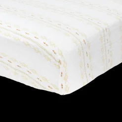 Cotton Muslin Crib Sheet - Gold Diamond-stripe