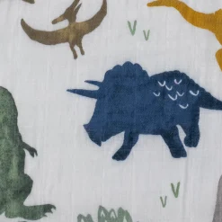 Cotton Muslin Crib Sheet - Dino Friends
