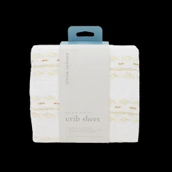 Cotton Muslin Crib Sheet - Gold Diamond-stripe