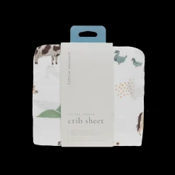 Cotton Muslin Crib Sheet - Farmyard